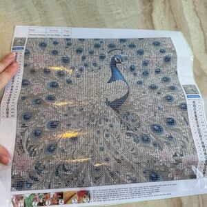 White and Blue Peacock Diamond Painting Kit